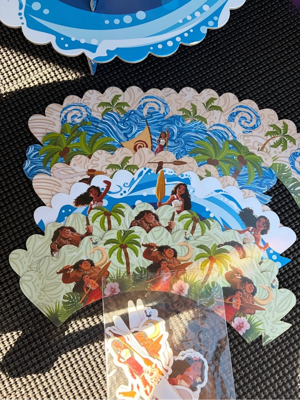 Moana-Themed Blue and Green 3-Tier Cupcake Stand